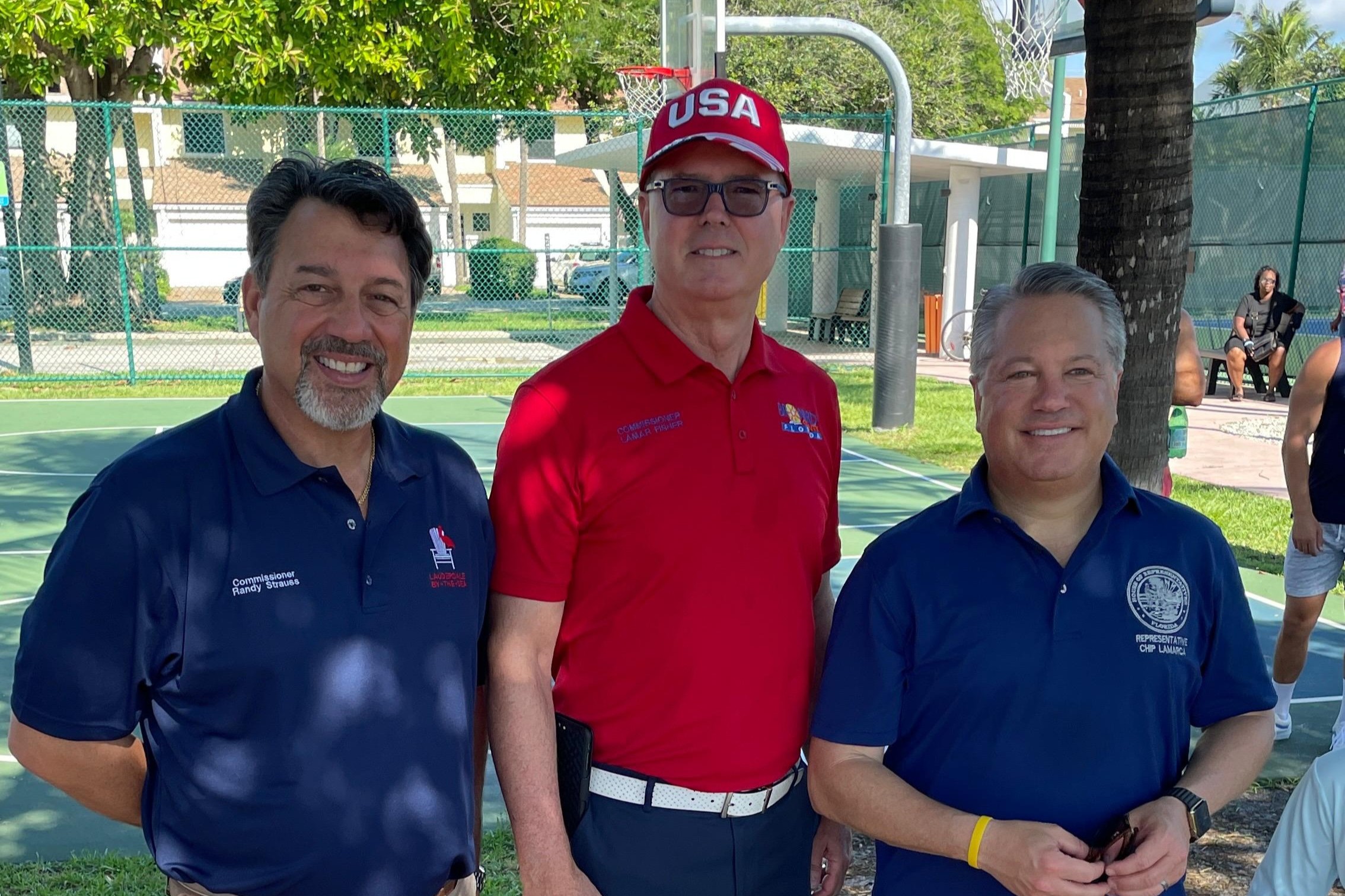Randy Strauss with Commissioner Fisher and Rep. Chip LaMarca